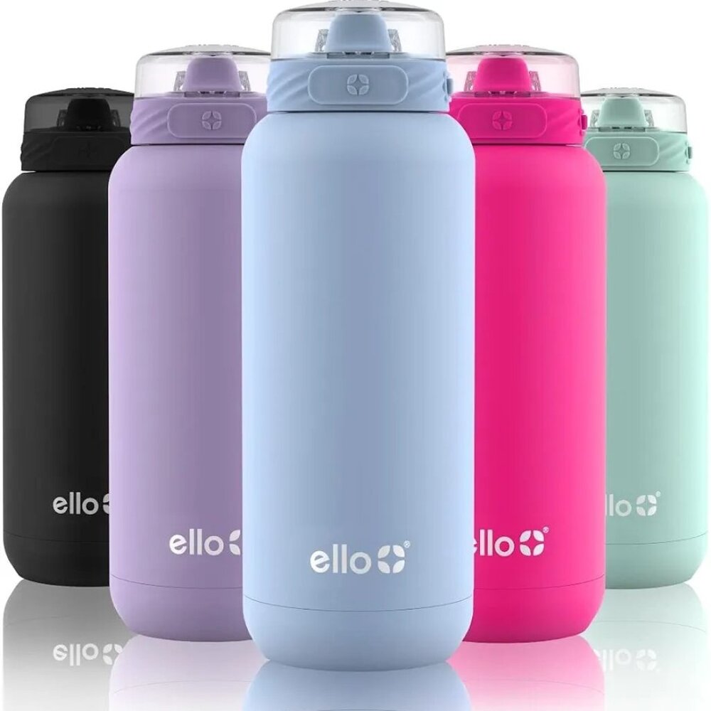 Ello Cooper Vacuum Insulated Stainless Steel Water Bottle with Soft Straw